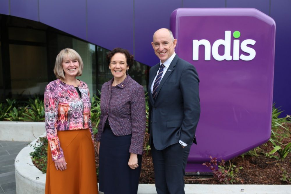 Minister for the National Disability Insurance Scheme, Stuart Robert, with NDIA Acting CEO and Secretary of the Department of Social Services