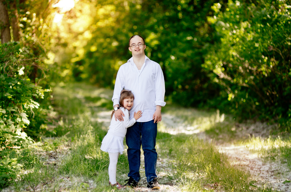 People with down sydrome are equally happy, walking in nature