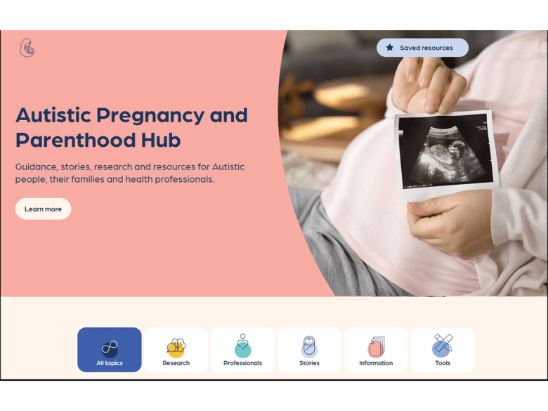 A screenshot of a website called the Aspect Autistic Pregnancy and Parenthood Hub.