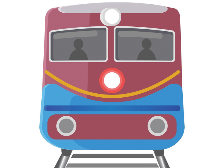 A graphic type image of a red and blue train.